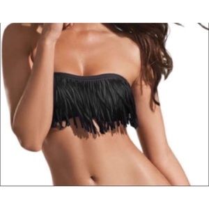 NWT Black L*Space Fringe Bandaeu Bikini Top Size L